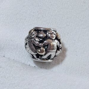 Authentic Pandora Sterling Silver and 14k Gold FAMILY FOREVER Bead Charm #791040